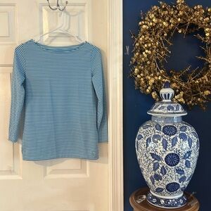 New Vineyard Vines Blue Striped Polyester & Spandex Long Sleeve Pullover XXS